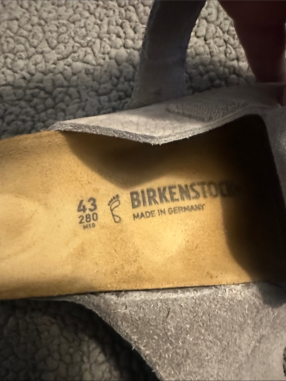 Birkenstock Light Gray Suede Slip-On Clogs with Strap - Picture 5 of 6